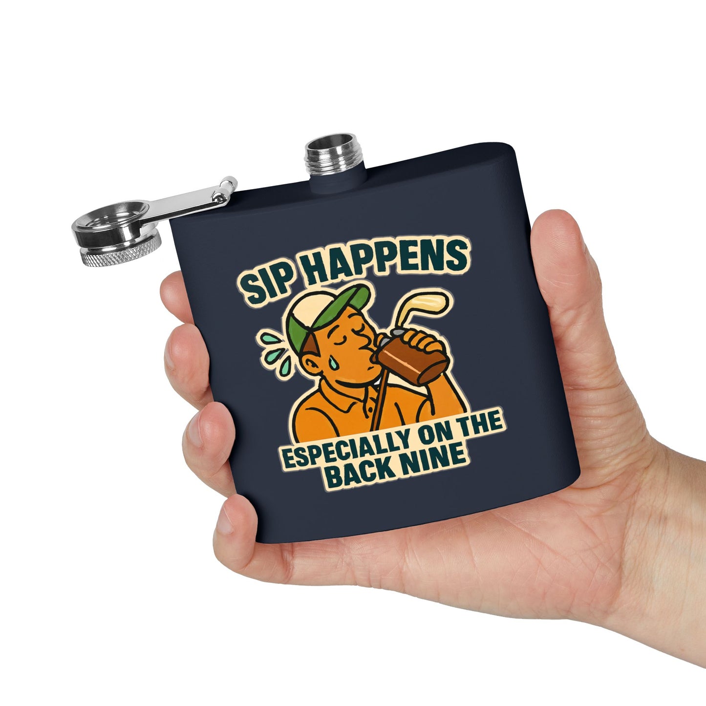 Golf Flask - Sip Happens Especially on the Back Nine Design