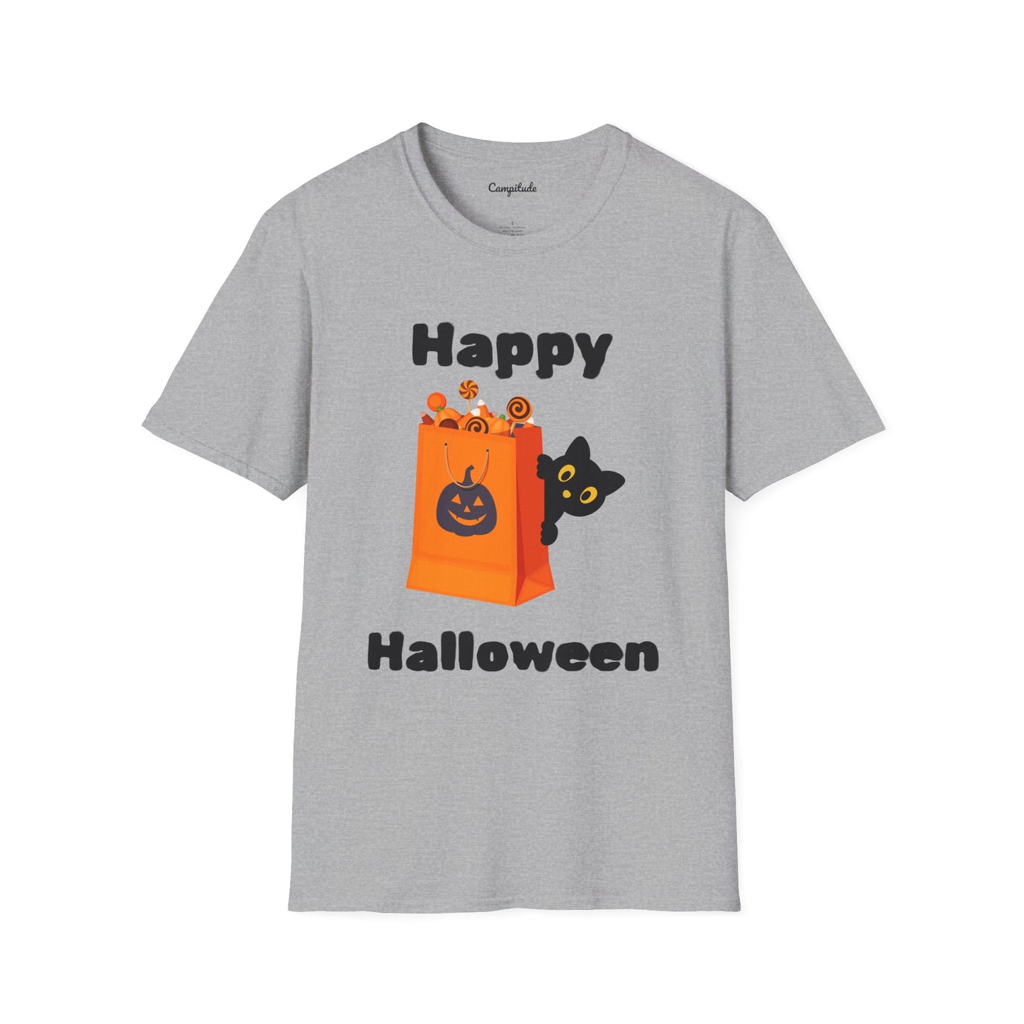 Unisex T-Shirt - Black Cat Happy Halloween