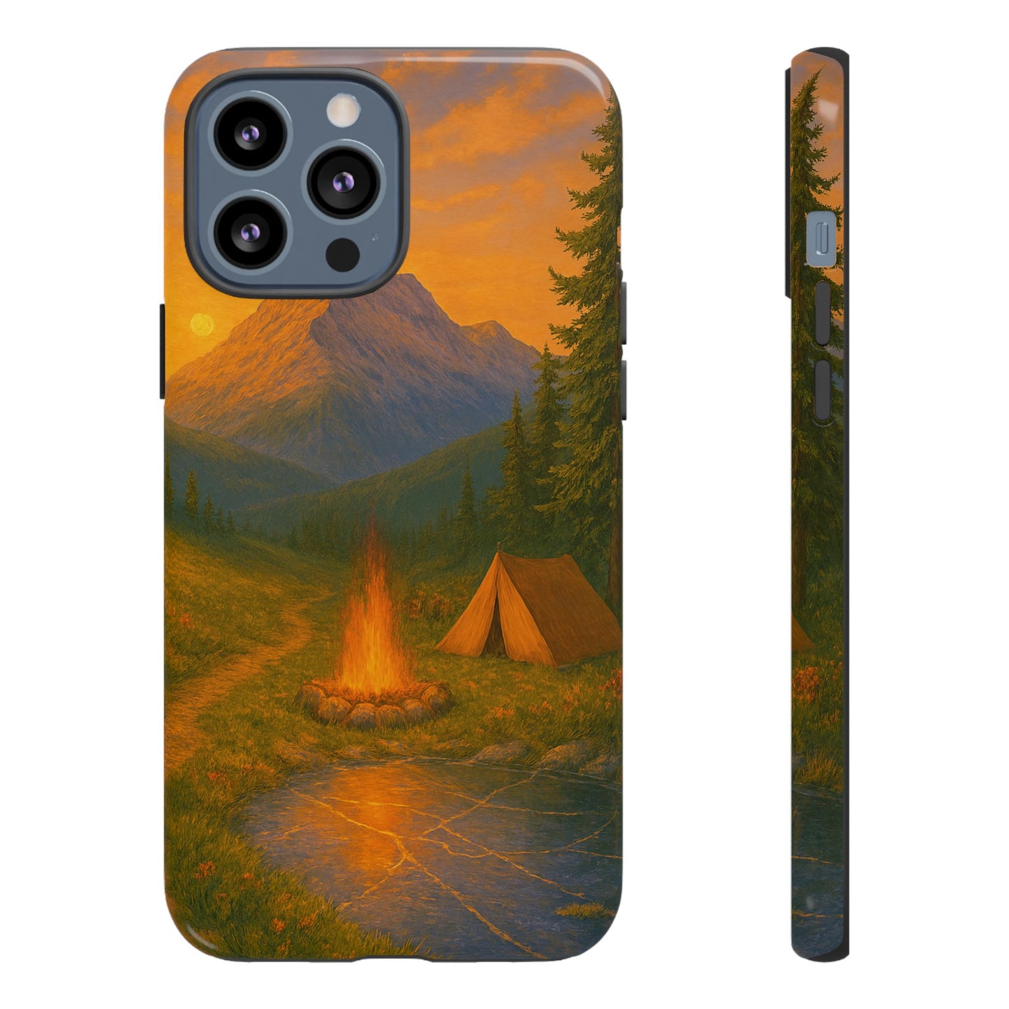 Tough Phone Case - Sunset Camping Scene