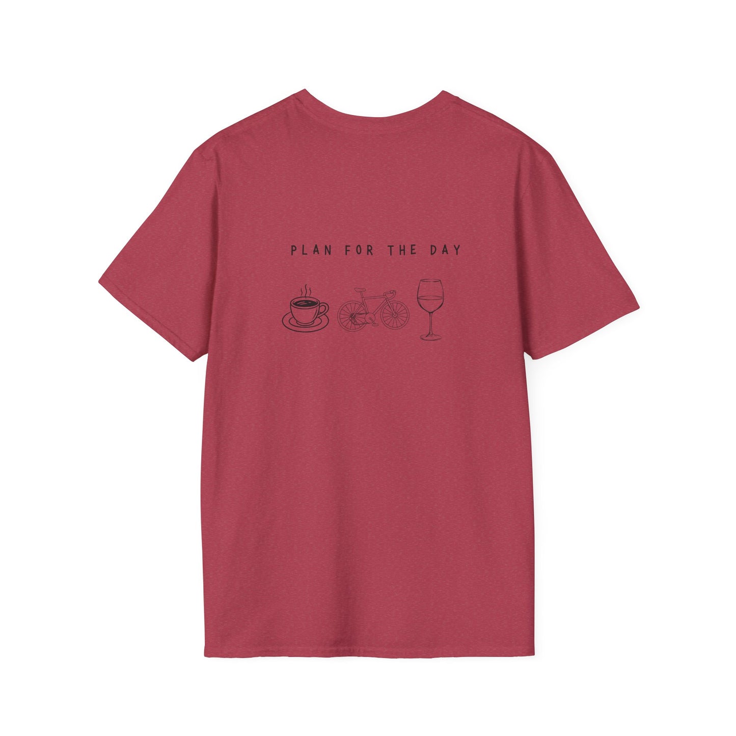 Unisex T-Shirt - Plan for the Day Bicycle & Wine (2-sided graphic)
