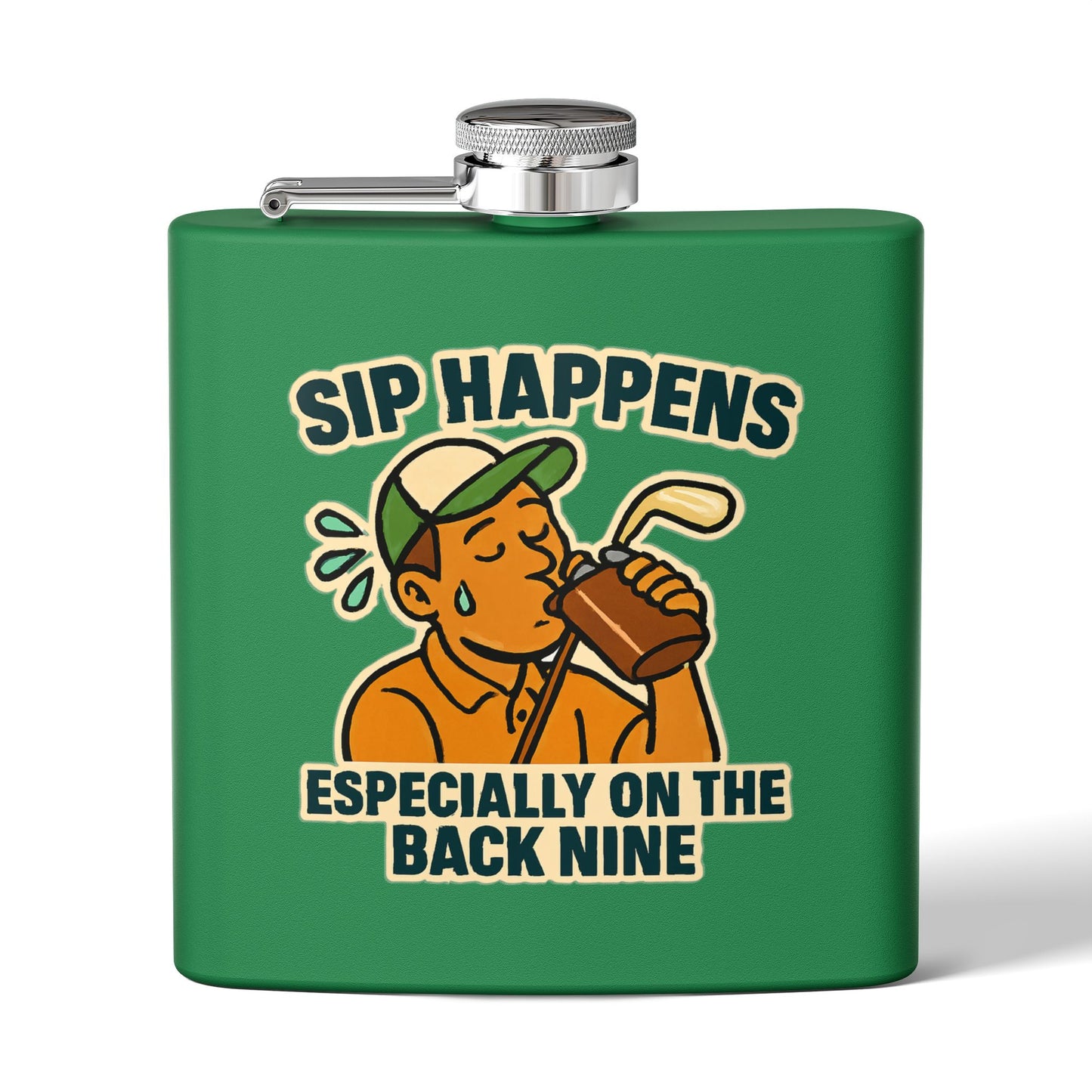 Golf Flask - Sip Happens Especially on the Back Nine Design