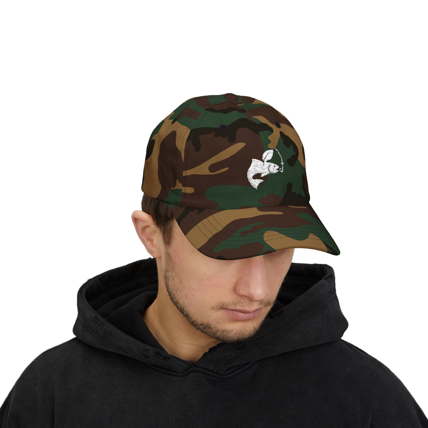 Classic Dad Cap - Fishing logo (white)