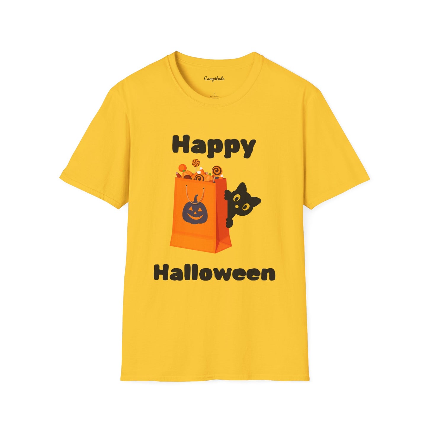 Unisex T-Shirt - Black Cat Happy Halloween