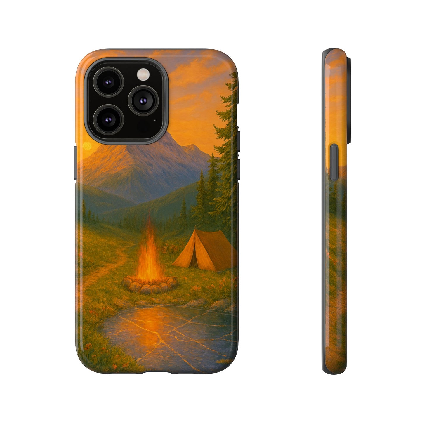 Tough Phone Case - Sunset Camping Scene