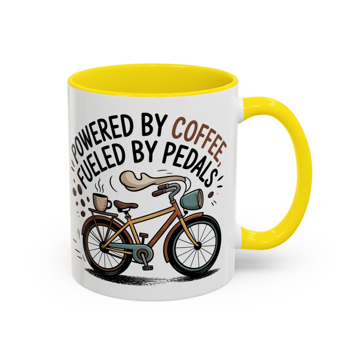 Ceramic Coffee Mug - Powered By Coffee, Fueled By Pedals