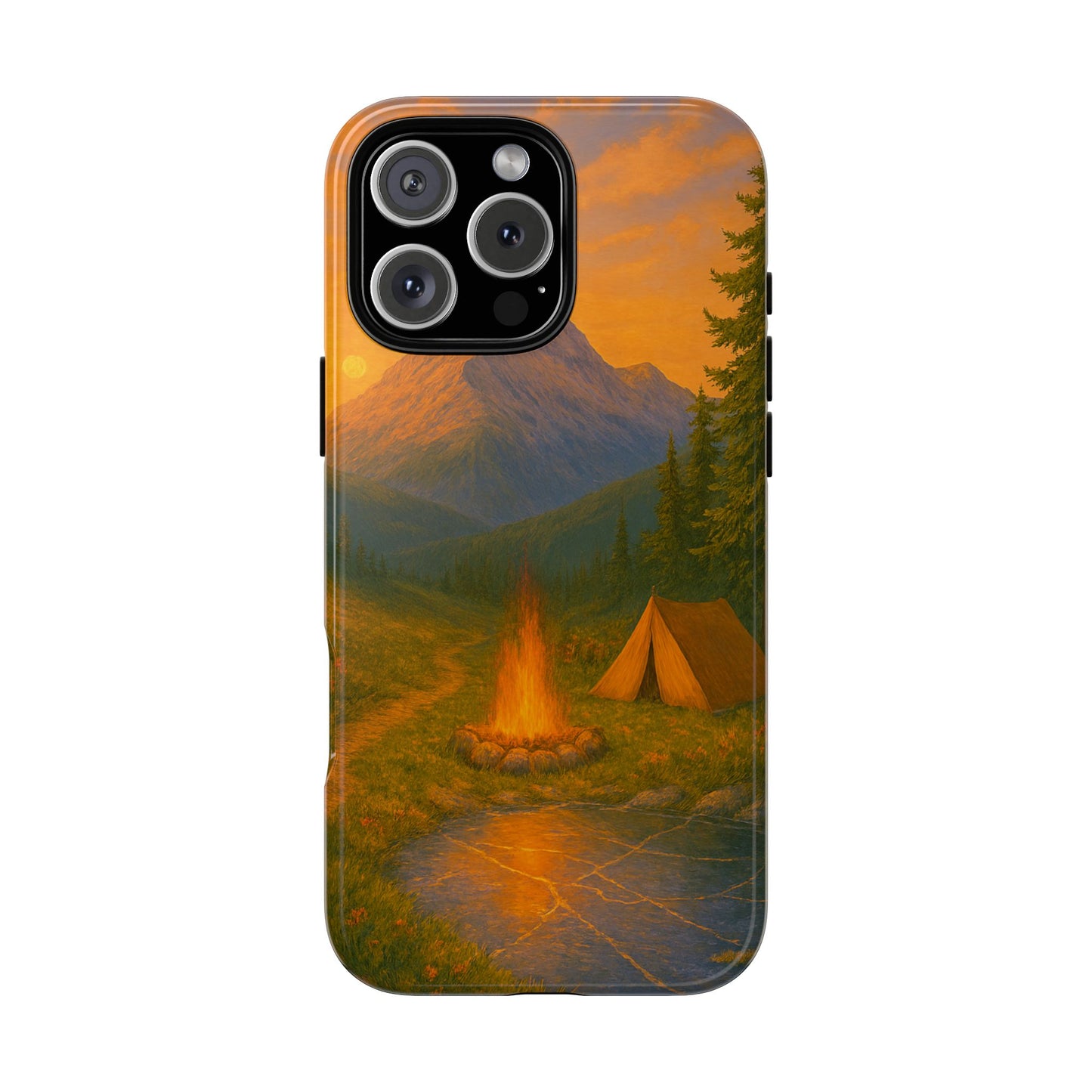 Tough Phone Case - Sunset Camping Scene