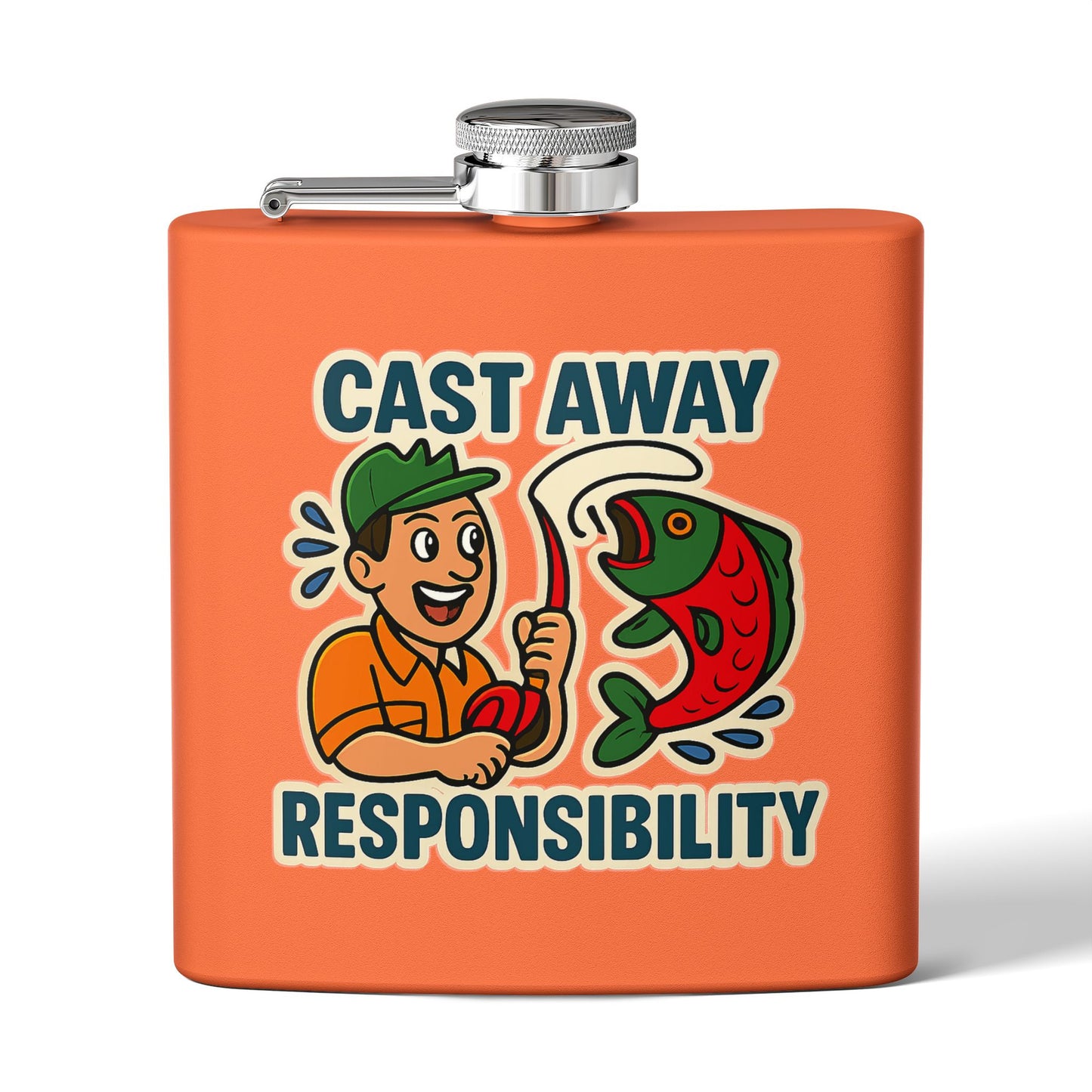 Fishing Flask - Cast Away Responsibility Design