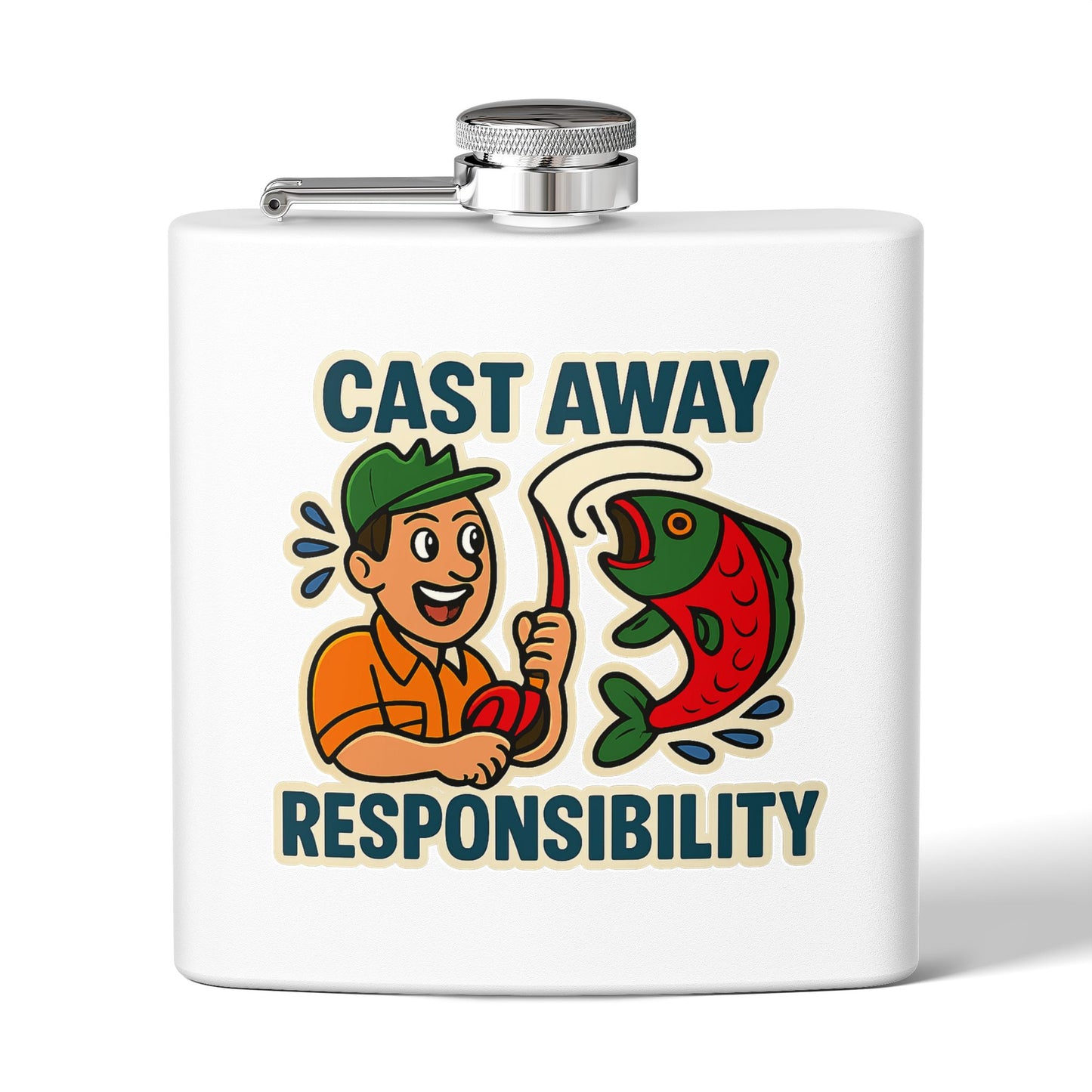 Fishing Flask - Cast Away Responsibility Design