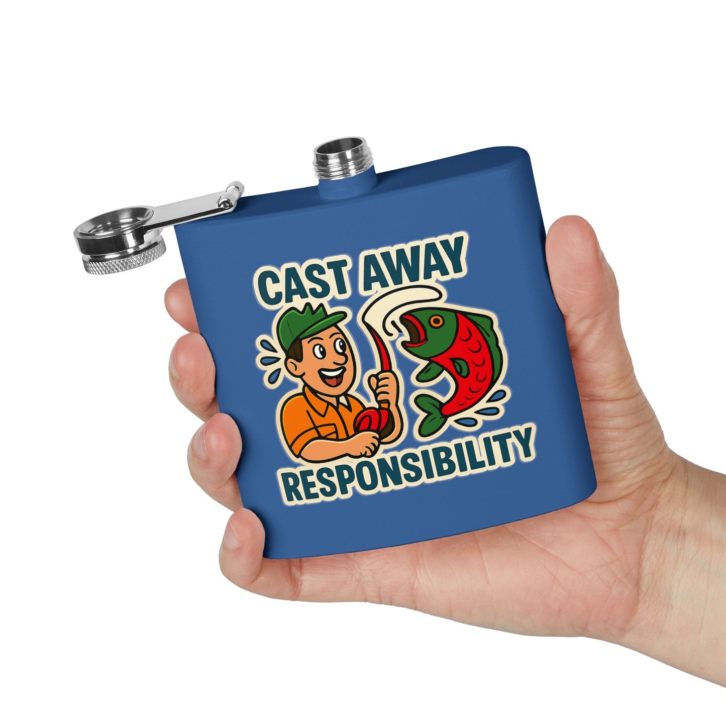 Fishing Flask - Cast Away Responsibility Design