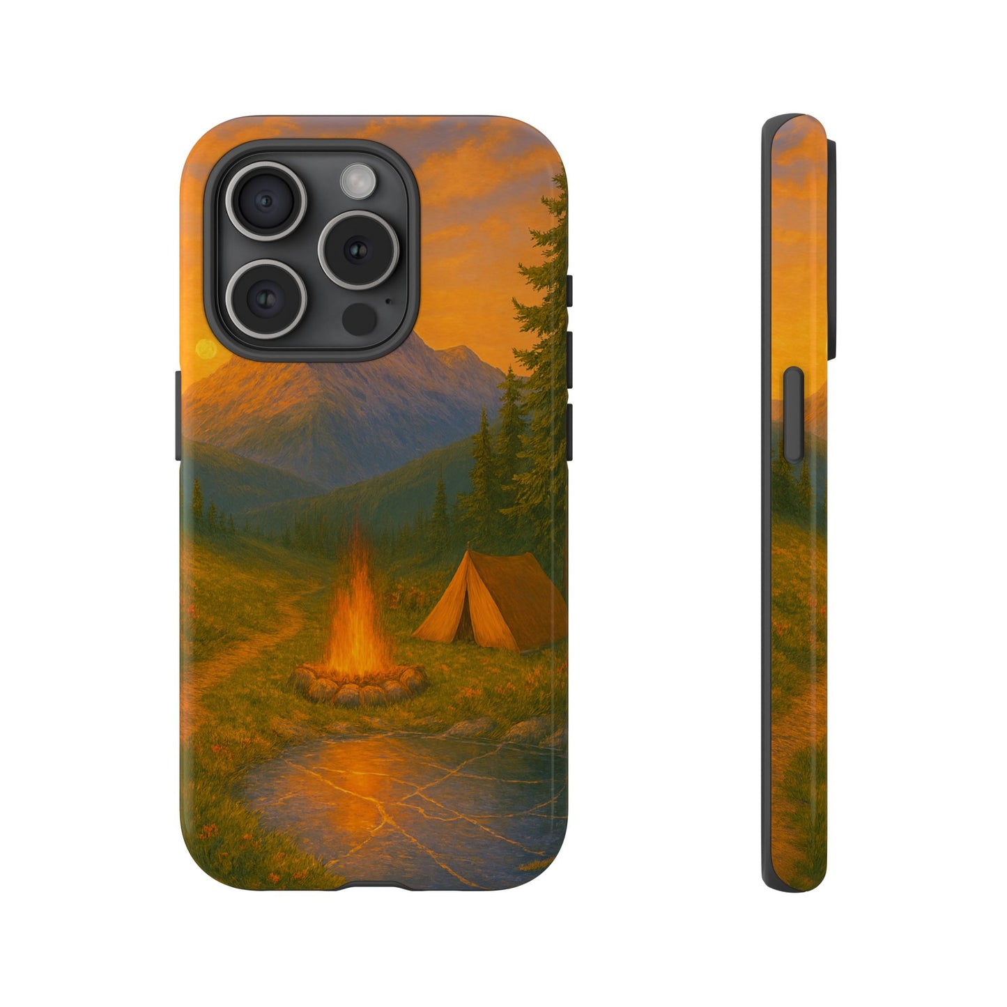 Tough Phone Case - Sunset Camping Scene