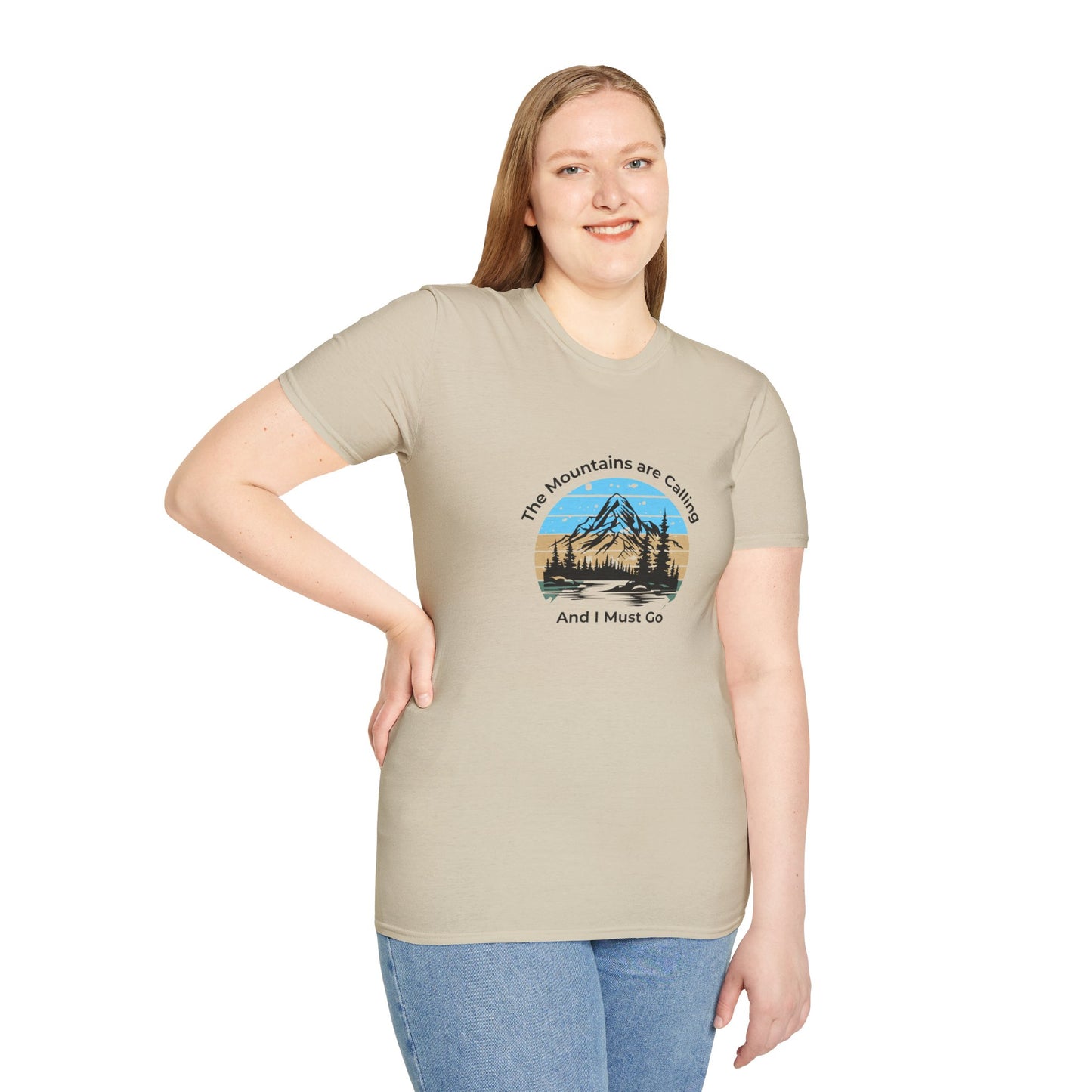 Unisex T-Shirt - The Mountains are Calling and I Must Go (front logo only)