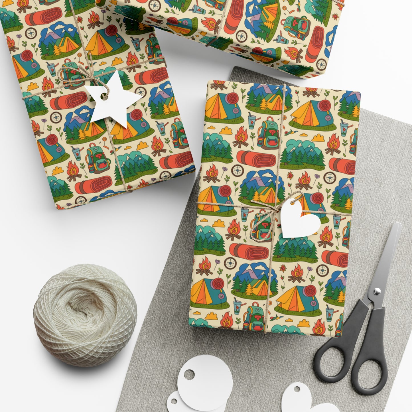 Eco-Friendly Camping-Themed Gift Wrap Paper