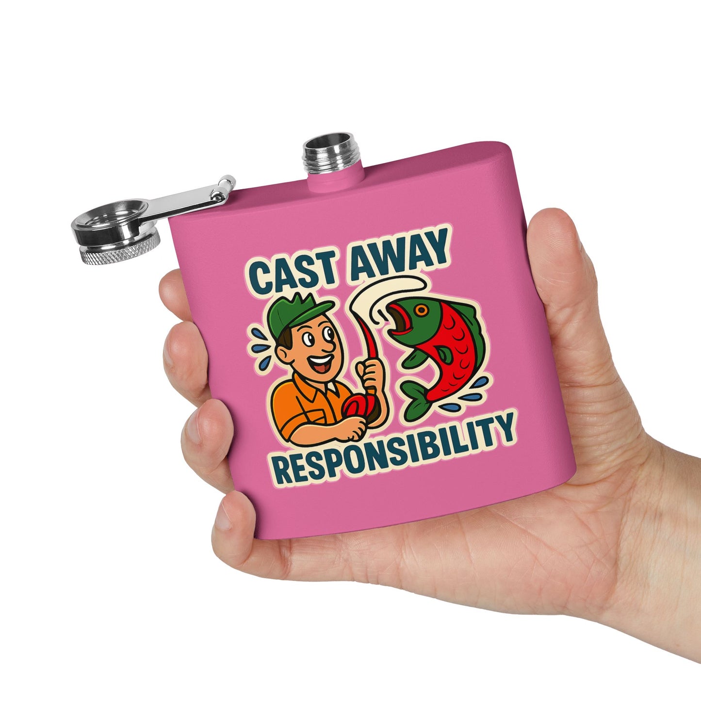 Fishing Flask - Cast Away Responsibility Design