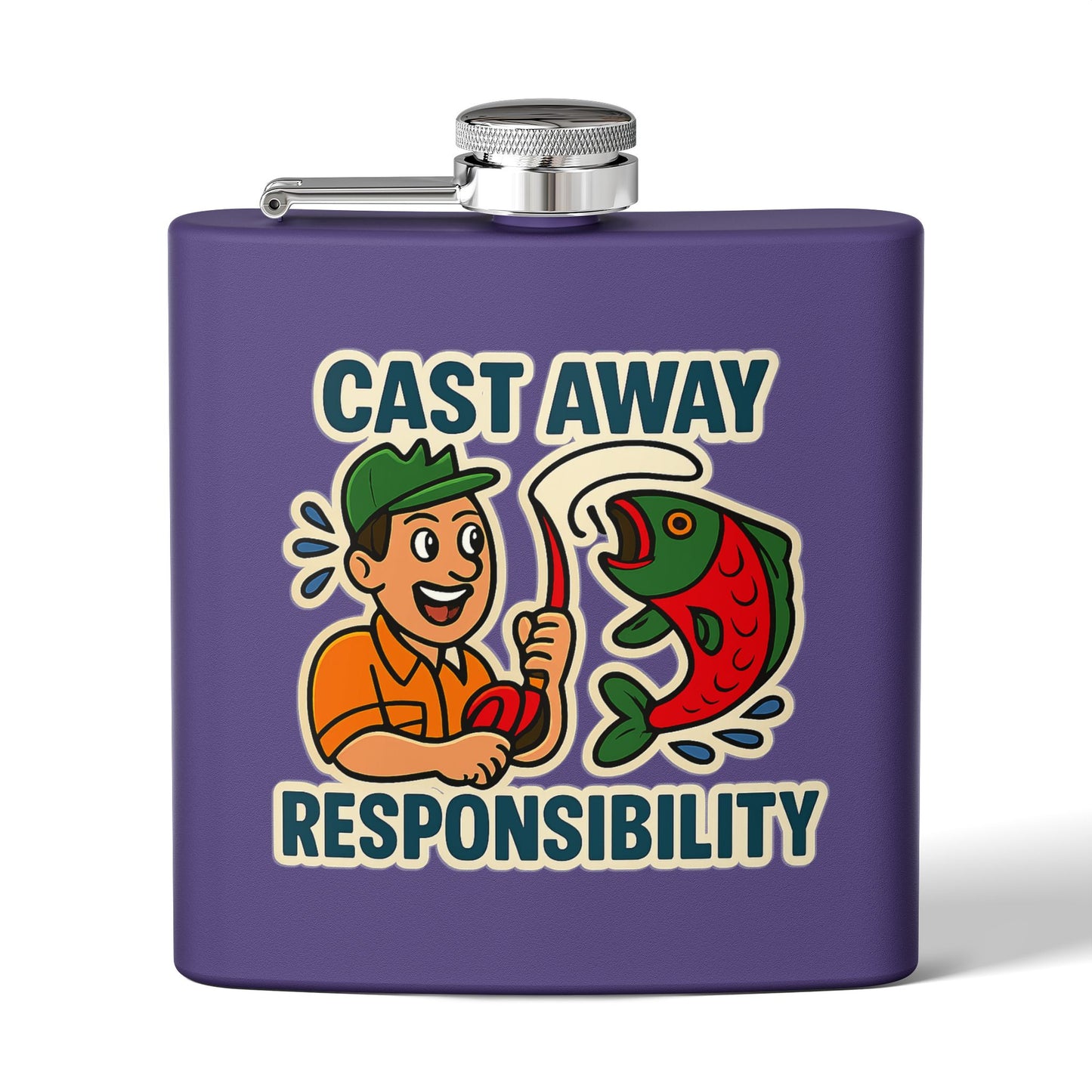 Fishing Flask - Cast Away Responsibility Design