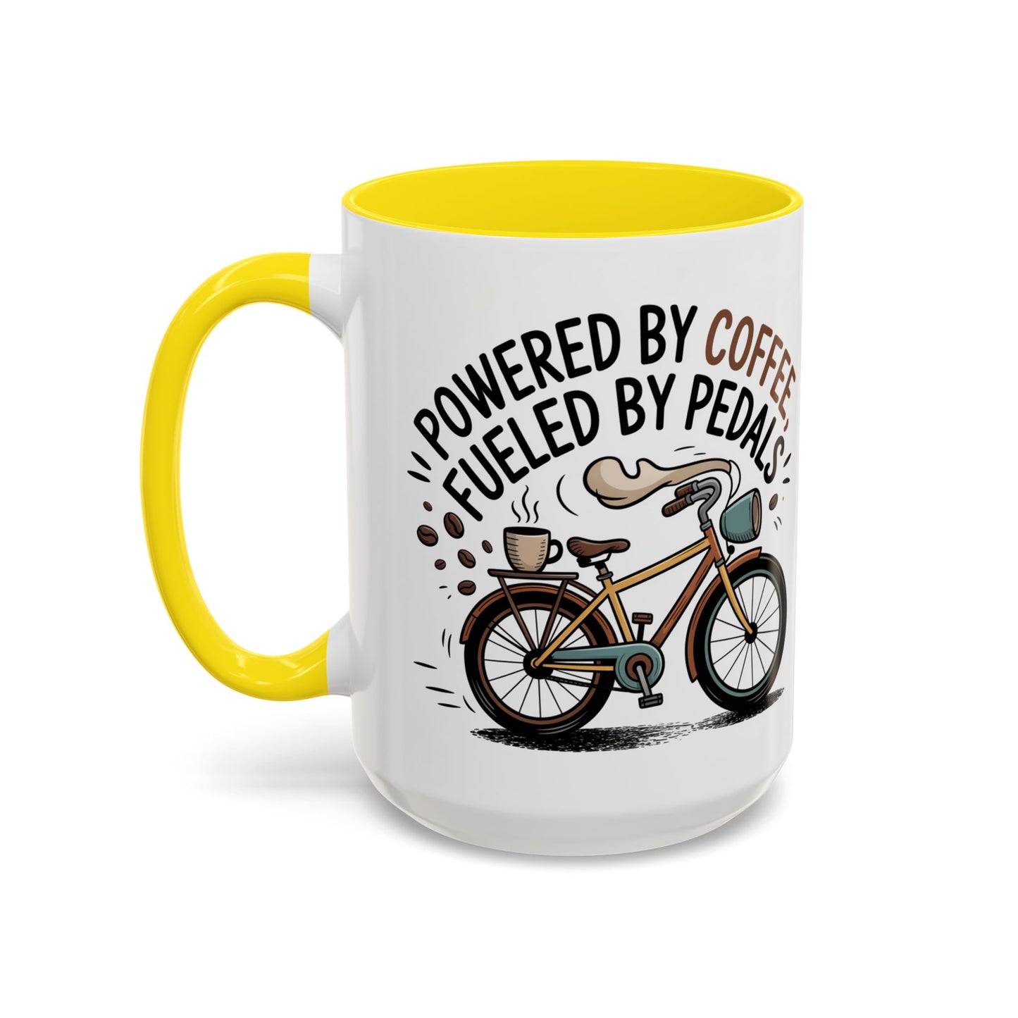 Ceramic Coffee Mug - Powered By Coffee, Fueled By Pedals