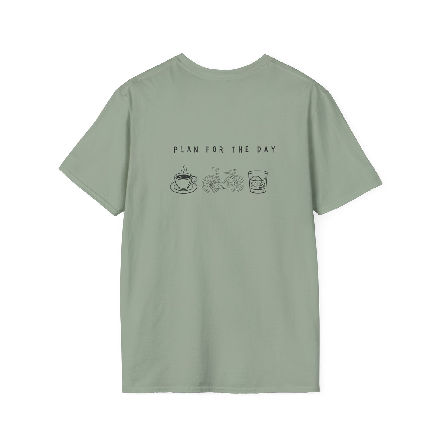 Unisex T-Shirt - Plan for the Day Bicycle & Bourbon (2-sided graphic)