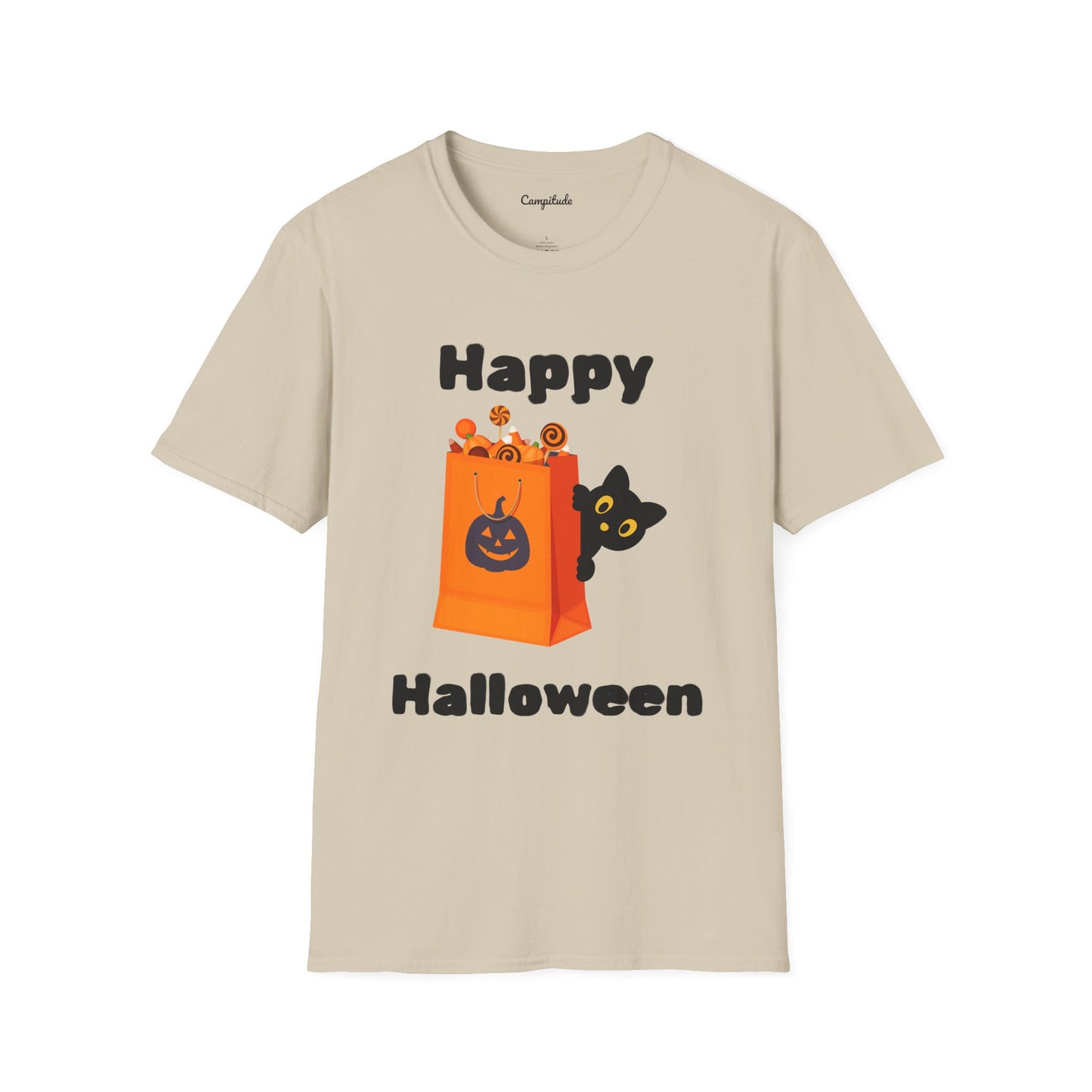 Unisex T-Shirt - Black Cat Happy Halloween