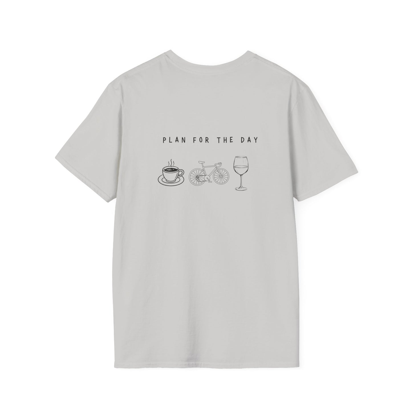 Unisex T-Shirt - Plan for the Day Bicycle & Wine (2-sided graphic)