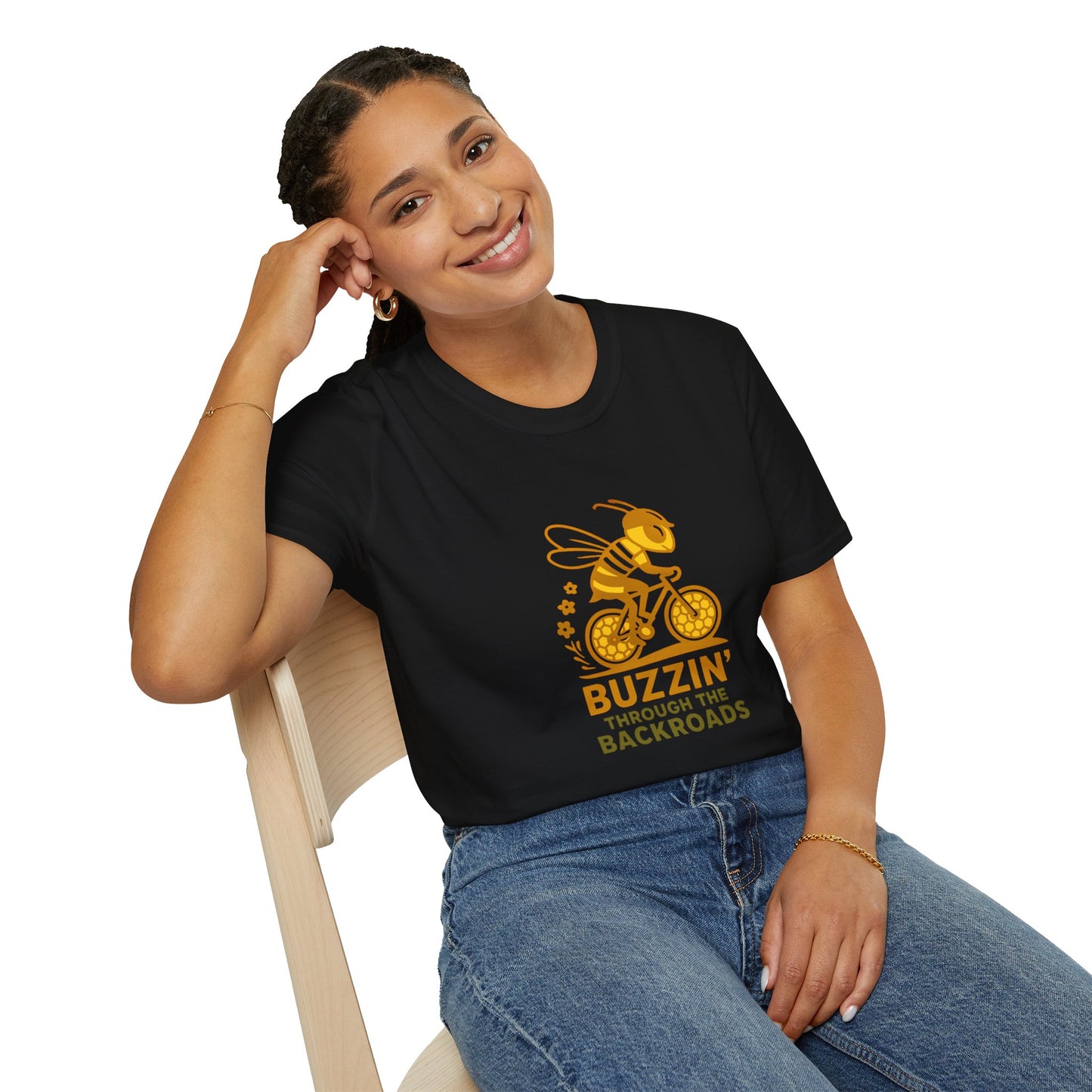 Unisex T-Shirt - Cyclist Buzzin' Through the Backroads