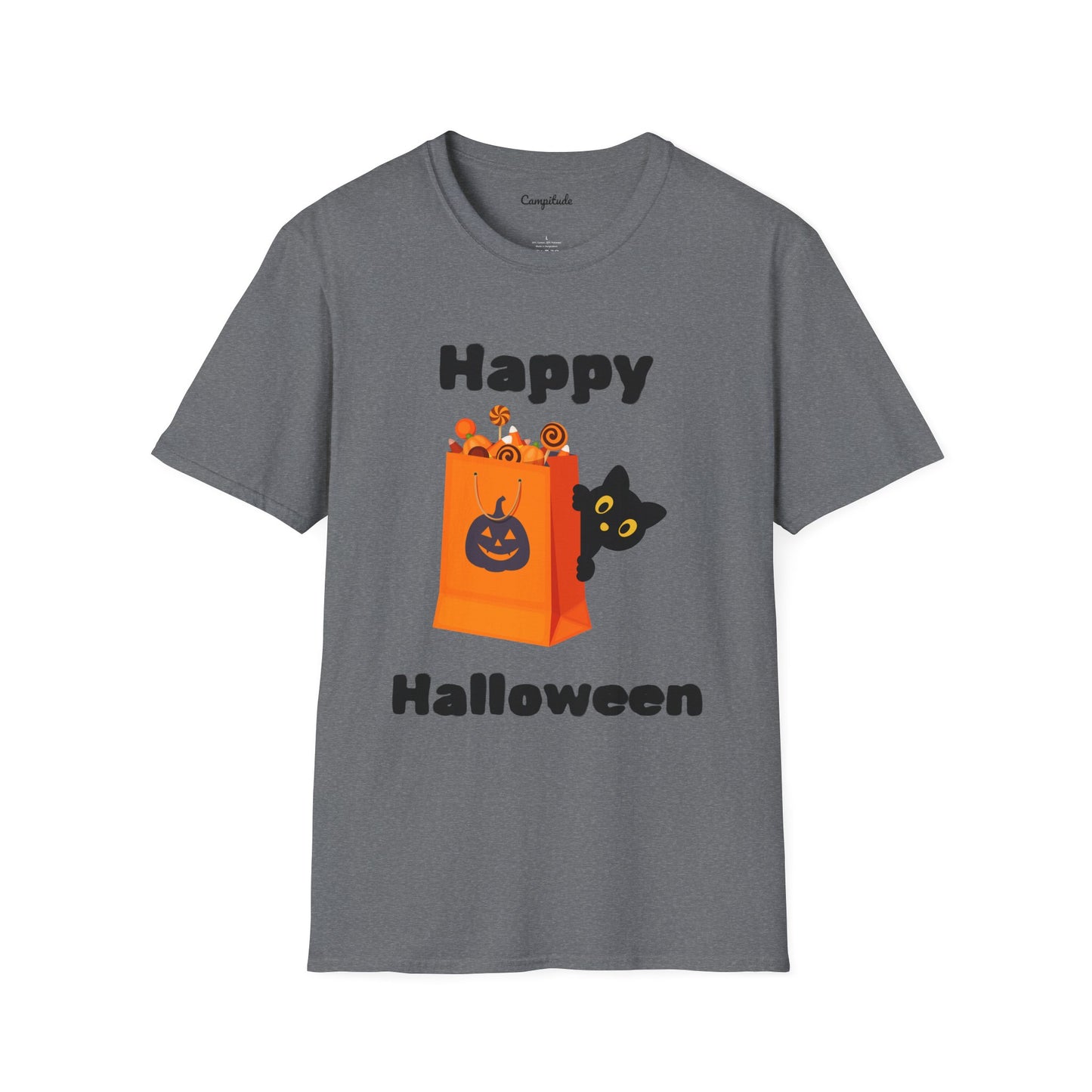 Unisex T-Shirt - Black Cat Happy Halloween