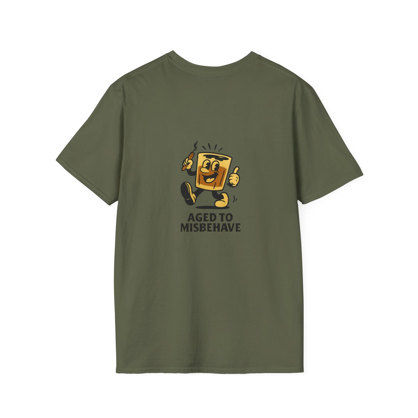 Unisex T-Shirt - Aged to Misbehave - Scotch/Bourbon (2-sided graphic)