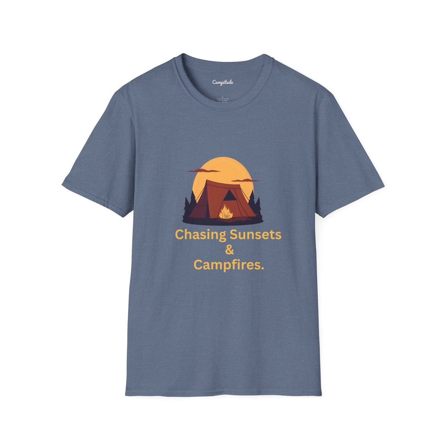 Unisex T-Shirt - Chasing Sunsets & Campfires (Tent)