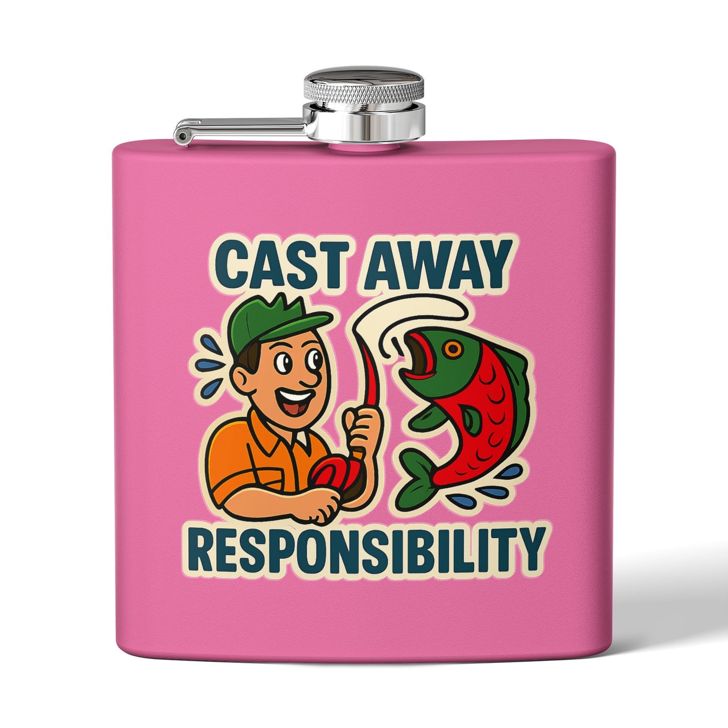Fishing Flask - Cast Away Responsibility Design