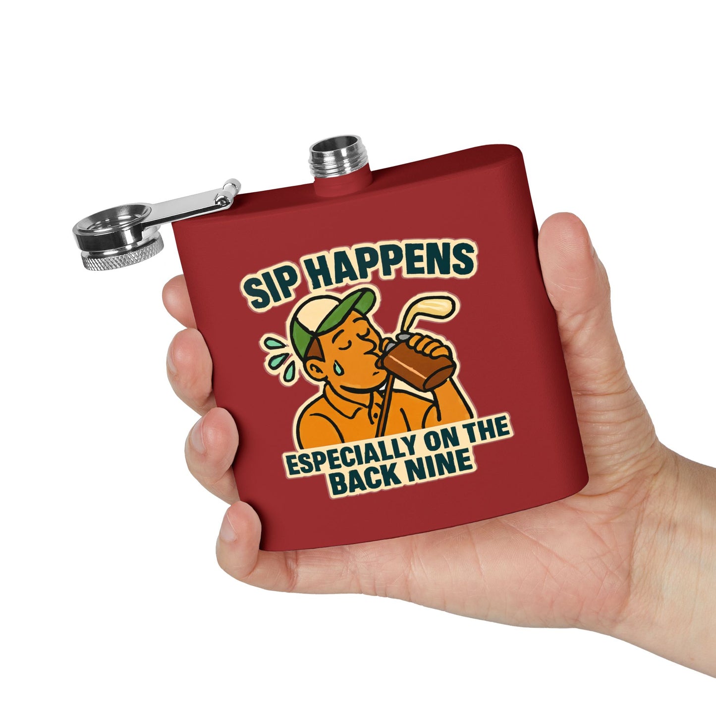 Golf Flask - Sip Happens Especially on the Back Nine Design