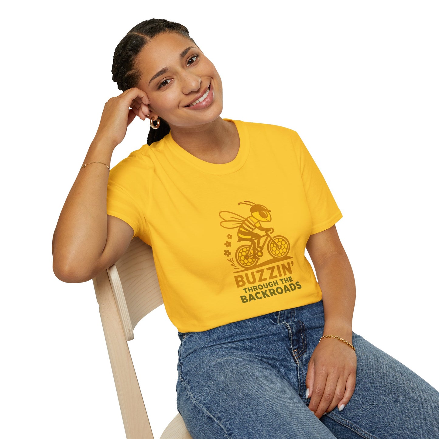 Unisex T-Shirt - Cyclist Buzzin' Through the Backroads