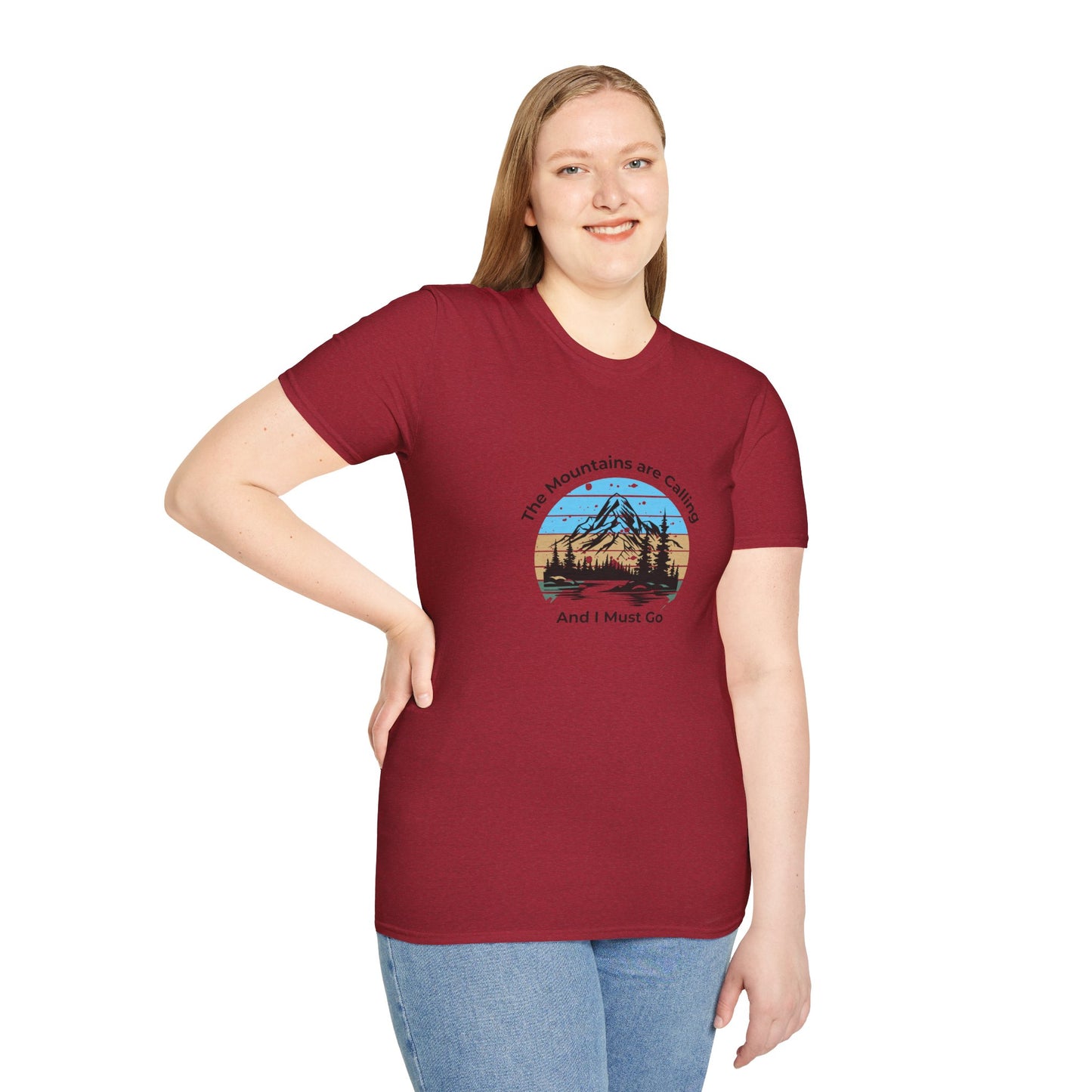 Unisex T-Shirt - The Mountains are Calling and I Must Go (front logo only)