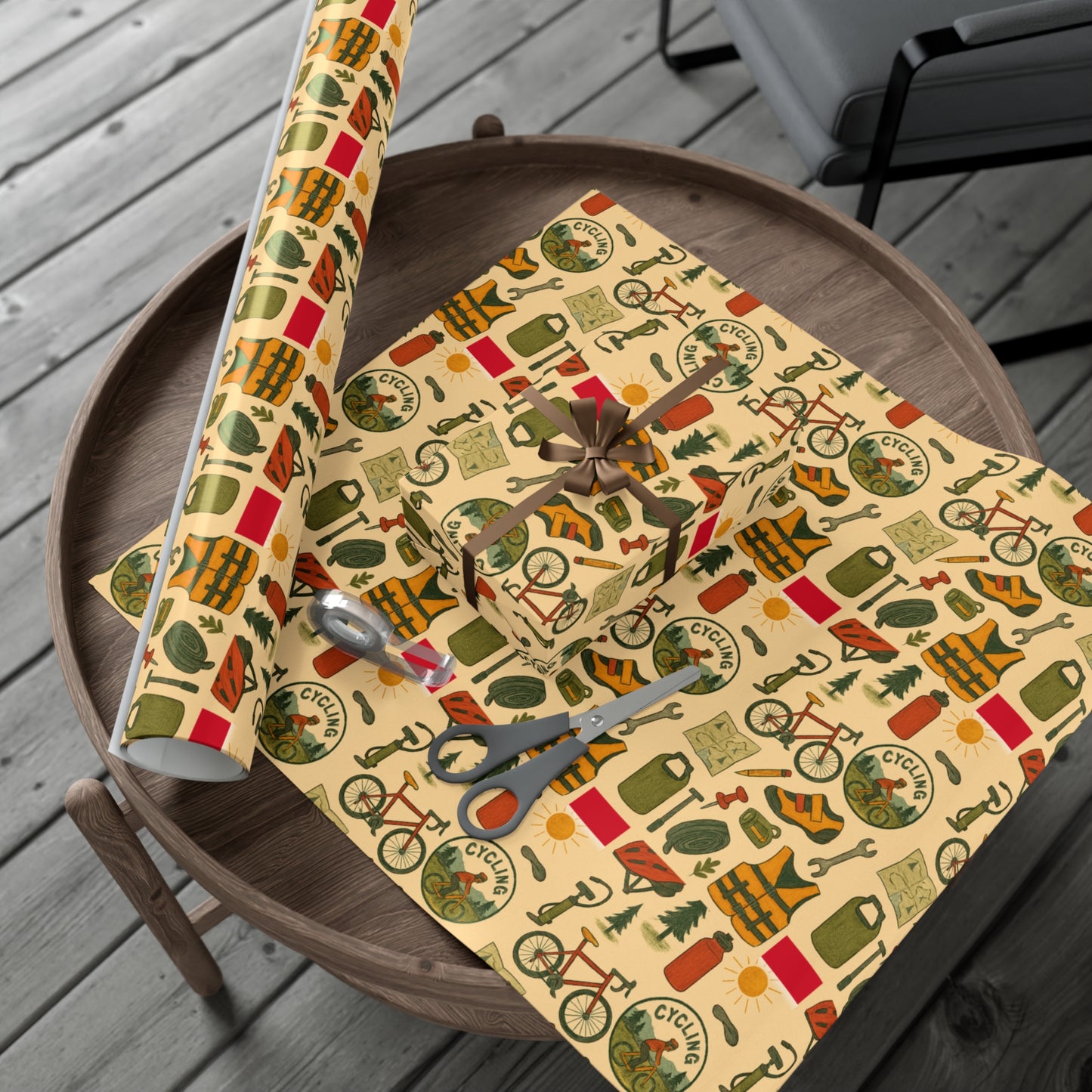 Eco-Friendly Bicycling-Themed Gift Wrap Paper