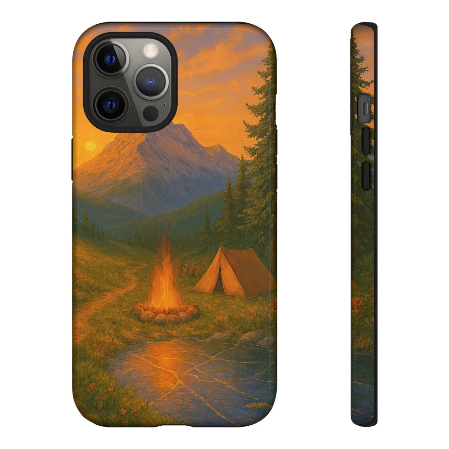 Tough Phone Case - Sunset Camping Scene