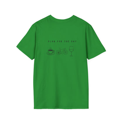 Unisex T-Shirt - Plan for the Day Bicycle & Wine (2-sided graphic)