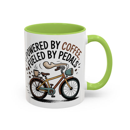 Ceramic Coffee Mug - Powered By Coffee, Fueled By Pedals