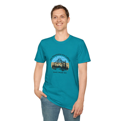 Unisex T-Shirt - The Mountains are Calling and I Must Go (front logo only)