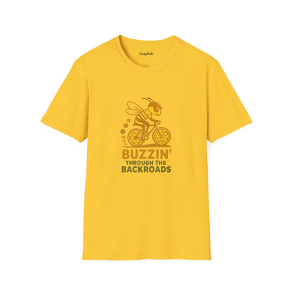 Unisex T-Shirt - Cyclist Buzzin' Through the Backroads