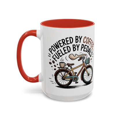Ceramic Coffee Mug - Powered By Coffee, Fueled By Pedals