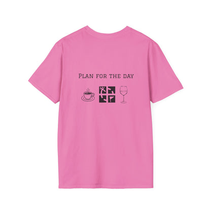 Unisex T-Shirt - Plan for the Day Geocache & Wine (2-sided graphic)