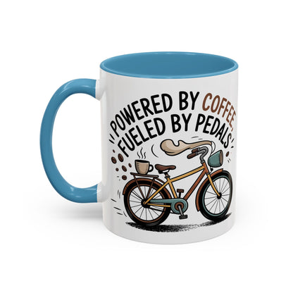 Ceramic Coffee Mug - Powered By Coffee, Fueled By Pedals