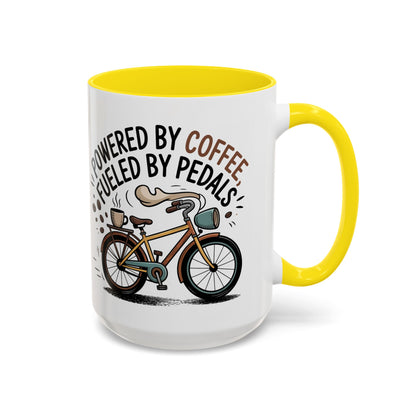 Ceramic Coffee Mug - Powered By Coffee, Fueled By Pedals