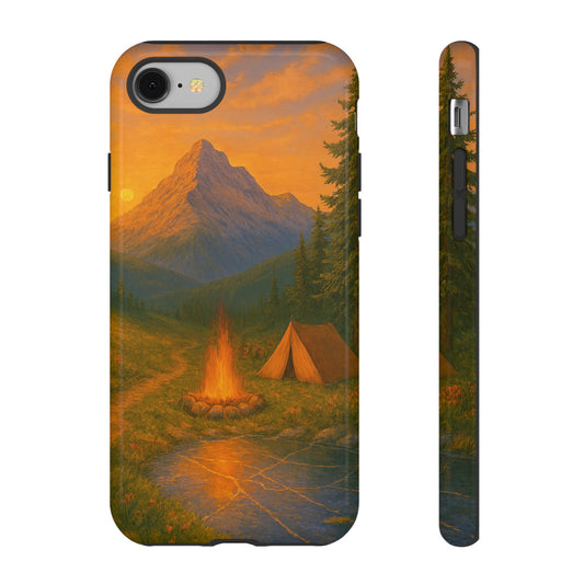 Tough Phone Case - Sunset Camping Scene