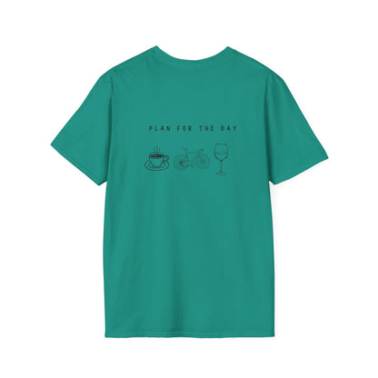 Unisex T-Shirt - Plan for the Day Bicycle & Wine (2-sided graphic)