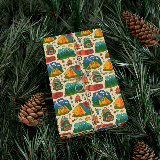 Eco-Friendly Camping-Themed Gift Wrap Paper