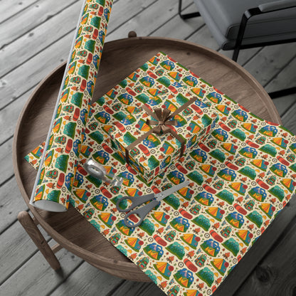 Eco-Friendly Camping-Themed Gift Wrap Paper