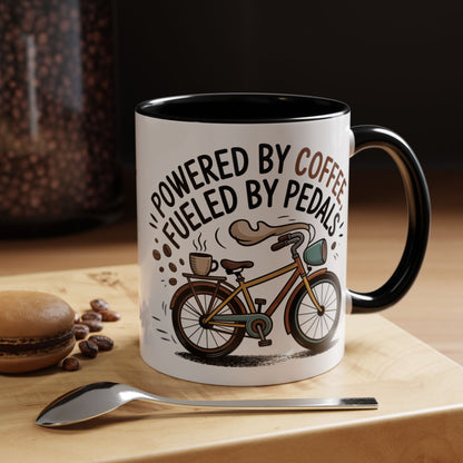 Ceramic Coffee Mug - Powered By Coffee, Fueled By Pedals