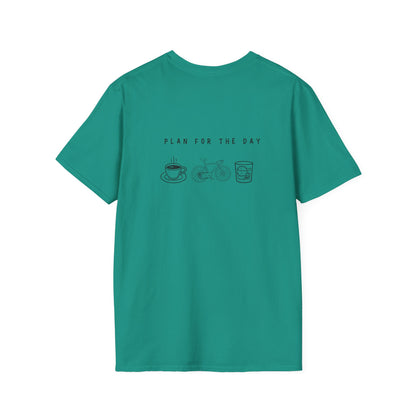 Unisex T-Shirt - Plan for the Day Bicycle & Bourbon (2-sided graphic)