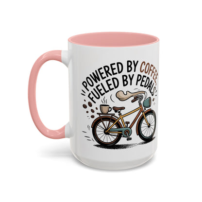 Ceramic Coffee Mug - Powered By Coffee, Fueled By Pedals