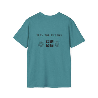 Unisex T-Shirt - Plan for the Day Geocache & Bourbon (2-sided graphic)