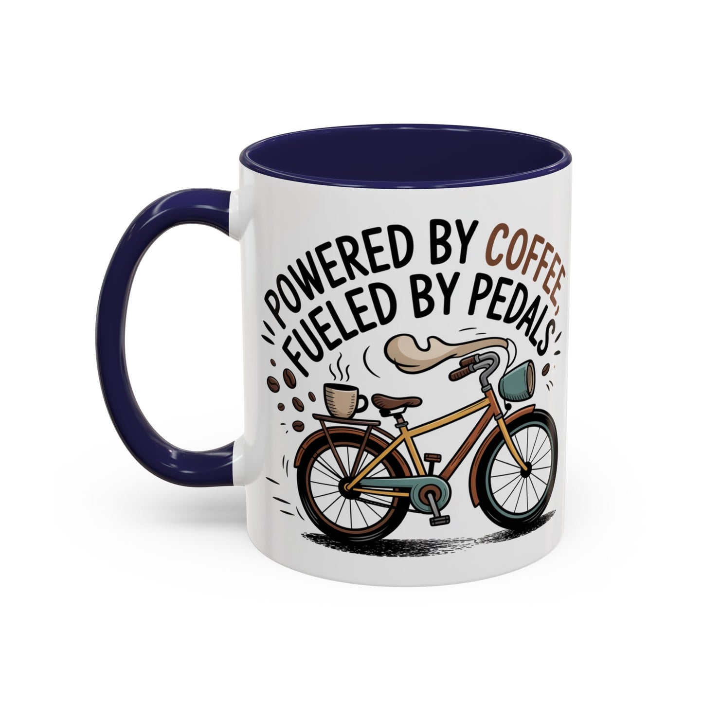 Ceramic Coffee Mug - Powered By Coffee, Fueled By Pedals