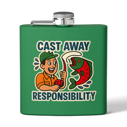 Fishing Flask -  Cast Away Responsibility Design